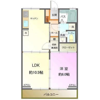 シティハイムハーモネート(1LDK/1階)の間取り写真
