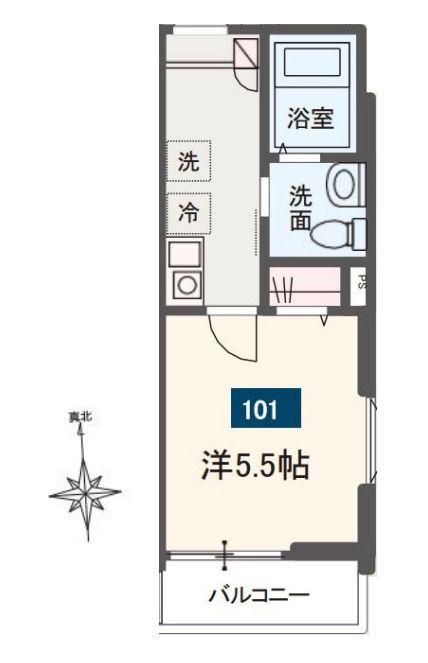 MELDIA清新4丁目(1K/1階)の間取り写真