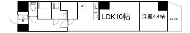 C.COLOR南新町(1LDK/9階)の間取り写真