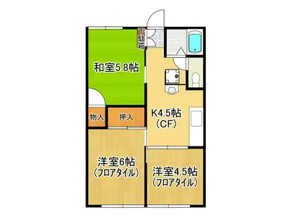 タカゲンアパート(3K/1階)の間取り写真