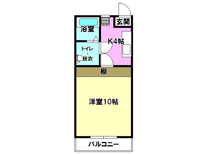 フラットエスB(1K/2階)の間取り写真