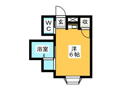 モンパオ21 南棟(ワンルーム/1階)の間取り写真