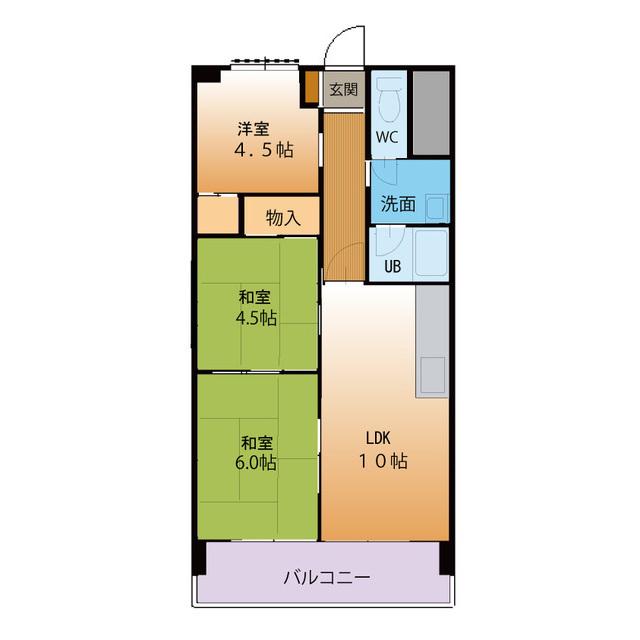 吉田マンション城房(3LDK/6階)の間取り写真