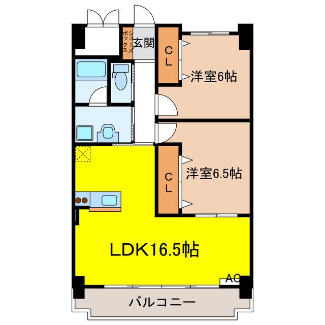 レジデンスタツミ二番館(2LDK/4階)の間取り写真