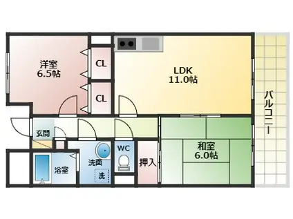 メゾン・ド・プリマベーラ(2LDK/6階)の間取り写真