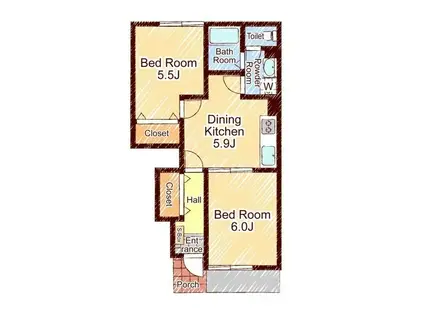 SWEET HOME(2DK/1階)の間取り写真