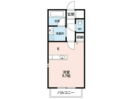 リバーサイドα II(ワンルーム/1階)の間取り写真