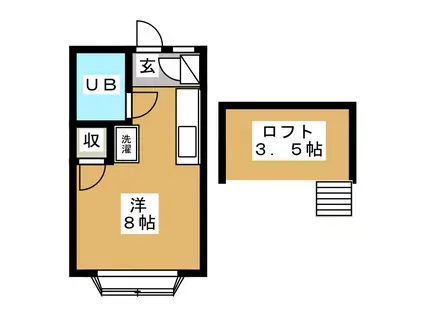 ドイルハイム(ワンルーム/2階)の間取り写真