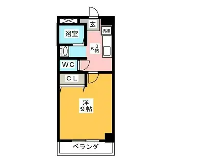 サンモール(1K/3階)の間取り写真
