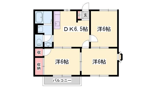 リバティー田寺(3DK/2階)の間取り写真