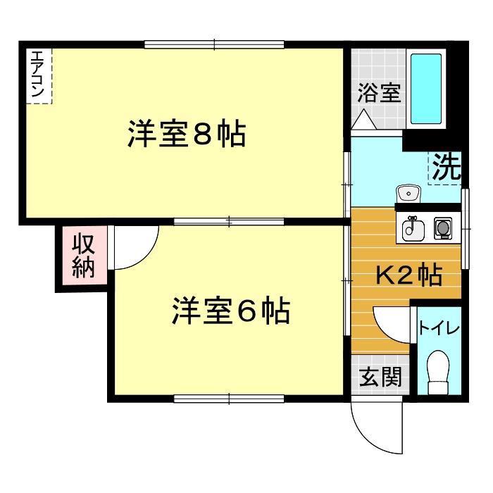 COMFORT K(2K/1階)の間取り写真