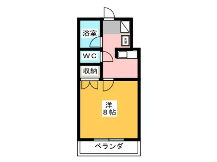 ラフィナートII(1K/2階)の間取り写真