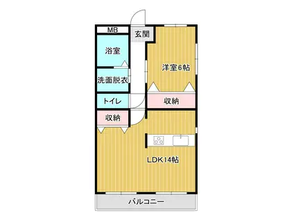 ヤマカマンション・コンフィデンス(1LDK/3階)の間取り写真