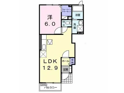 プラシードα(1LDK/1階)の間取り写真