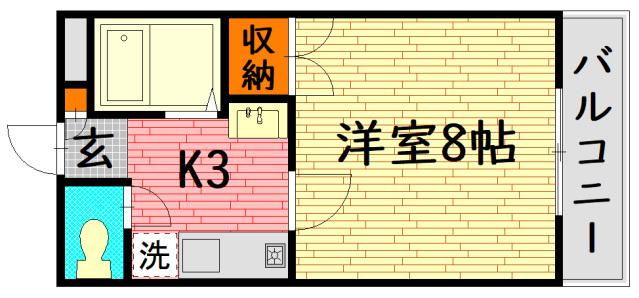 東子ハイツC棟(1K/4階)の間取り写真