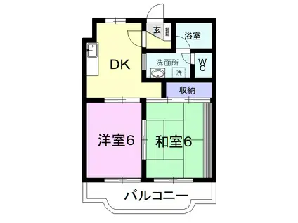 シャドーヒルI(2DK/3階)の間取り写真