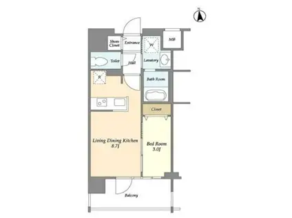 パークナードフィット東中野(1LDK/5階)の間取り写真