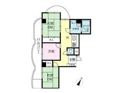 手柄コーポ1号館(3K/8階)の間取り写真