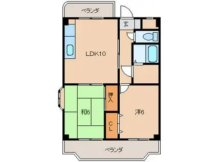 グリーンフル中島(2LDK/2階)の間取り写真