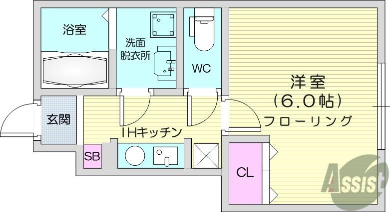 ホワイトローズ2(1K/1階)の間取り写真