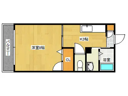 ディアスオオヤケ(1K/2階)の間取り写真