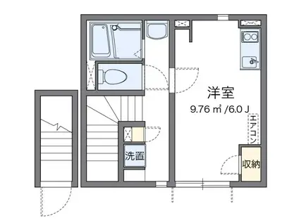 ASABA(ワンルーム/2階)の間取り写真