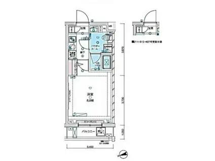 ジェノヴィア板橋東山町スカイガーデン(1K/2階)の間取り写真