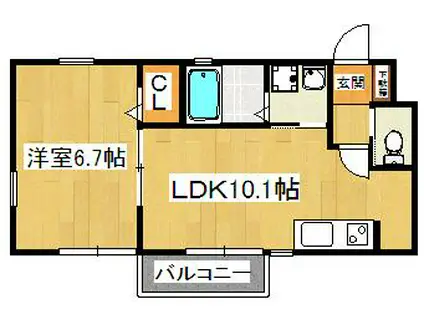 シェル・シャンテ(1LDK/2階)の間取り写真
