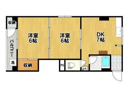 豊中ローズハイツ(2DK/3階)の間取り写真