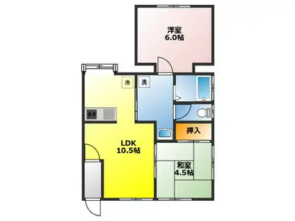 ベイサイドヒルズ浦賀(2LDK/1階)の間取り写真