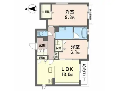 セロニアス藤が丘(2LDK/2階)の間取り写真