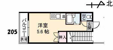 照島マンション(ワンルーム/2階)の間取り写真