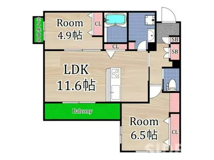 シャーメゾン アヴァンス(2LDK/3階)の間取り写真