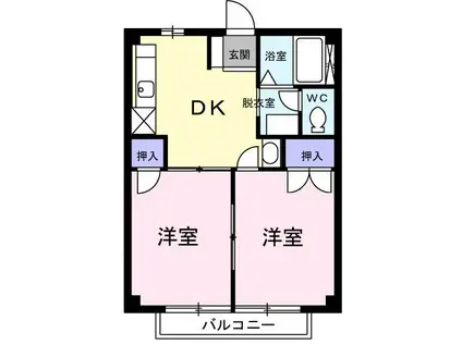 ハートリーコーポA(2DK/2階)の間取り写真
