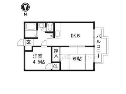 シャロームB(2DK/2階)の間取り写真