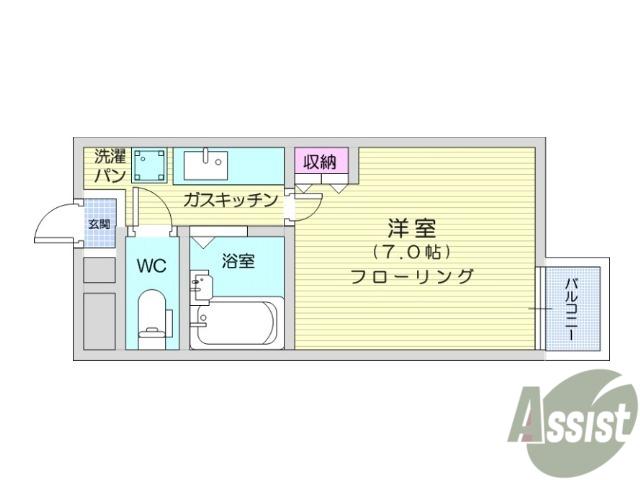 アイショウプラザ旭ヶ丘Ⅴ(1K/4階)の間取り写真