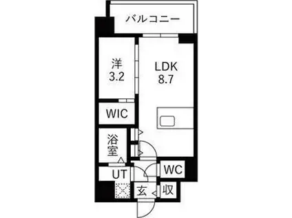エスリードレジデンス梅田クラスシティ(1LDK/2階)の間取り写真