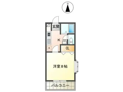 プレステージ1107(1K/2階)の間取り写真