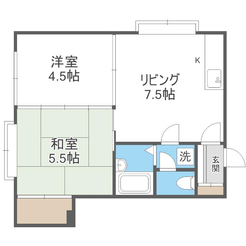 シェモア1(2DK/2階)の間取り写真