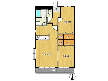 エトワール岡田(2LDK/2階)の間取り写真