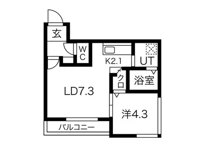 BOULE・DE・NEIGE 東札幌(1LDK/2階)の間取り写真