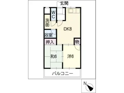 ムーニーウィンいりなか(2DK/1階)の間取り写真