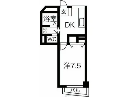 サンピアふじ(1DK/4階)の間取り写真