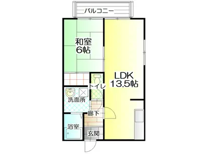 フローラルハイツ(1LDK/2階)の間取り写真