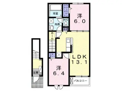 スイート スプリング III(2LDK/2階)の間取り写真