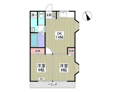 幸伸マンション(2DK/1階)の間取り写真