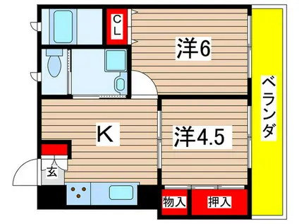 川島ビル(2K/3階)の間取り写真