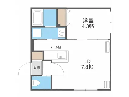 ルヌアージュ山鼻南(1LDK/2階)の間取り写真