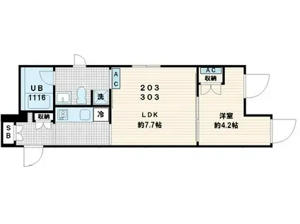 FULLEA代々木 フレア代々木(1LDK/3階)の間取り写真