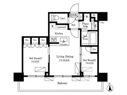 オアーゼ新宿西落合レジデンス(2LDK/5階)の間取り写真